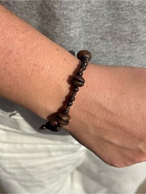 Handmade Real Coffee Bean Bracelet from Costa Rica -  Tie Closure Bead